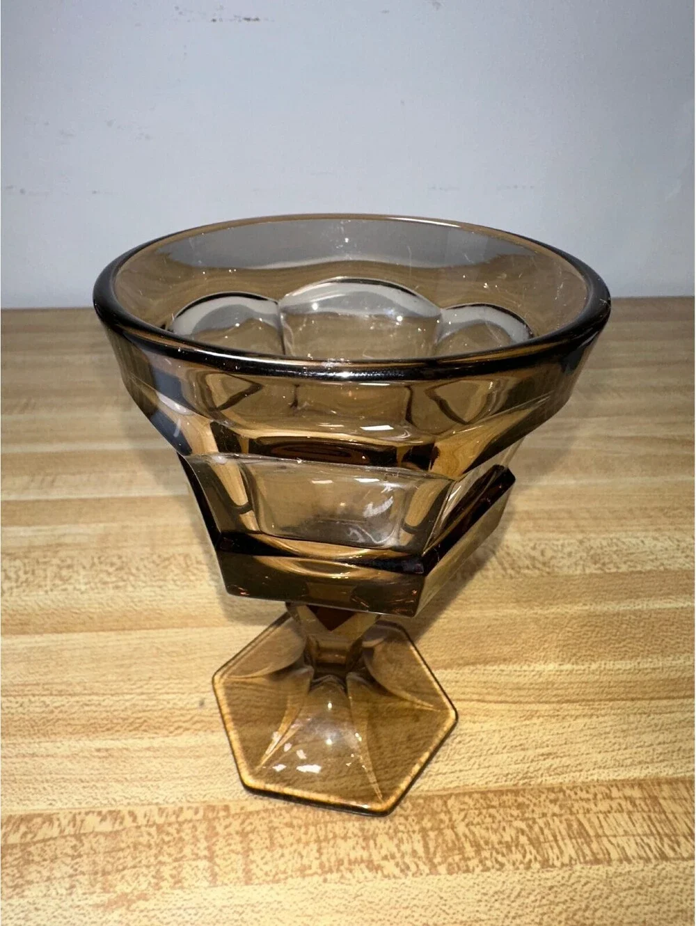 Vintage Fostoria Virginia Brown Water Goblet Glass Set of 3